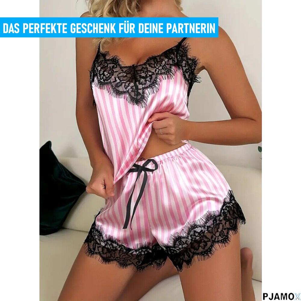 PJAMOX Pyžamový set Dámská noční košilka Sexy pyžamo Růžová noční košile Kalhotky