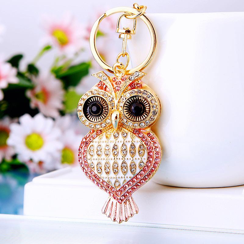 Owl Crystal Keyring Charm Pendant Handbag Purse Bag Key Ring Chain Keychain Gift