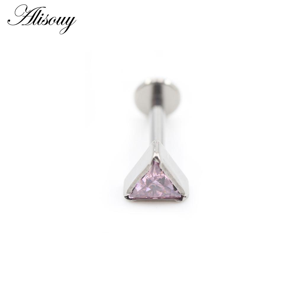 

Alisouy 1PC титановый треугольный циркон с внутренней резьбой лабрет для губ, кольцо-гвоздик, серьга для хряща уха, украшение для пирсинга тела