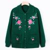 Middle-aged and Elderly Women's New Autumn Embroidered Sweater Coat Grandma Sweater Lapel Coat Mom Cardigan.