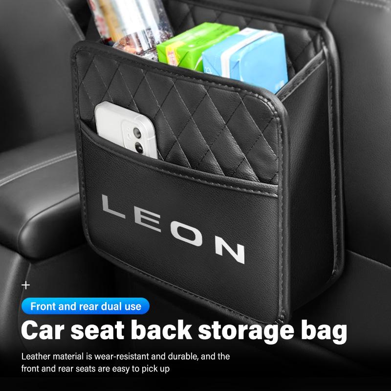 Leather Car Seat Storage Bag Chair Back Water Cup Tissue Box For Seat FR Cupra Leon Ibiza Exeo Alhambra Altea Tarraco Exeo