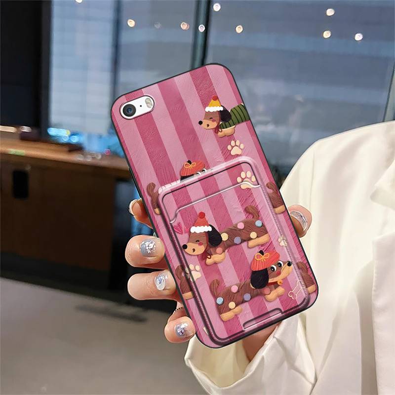 Fashion Design Dirt-resistant Phone Case For Iphone 5/5S/SE/ip5/ip5S/ipSE Card Bag TPU Card Slot Shockproof Anti-knock
