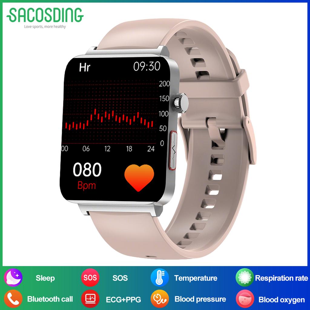 SACOSDING New ECG+PPG Smart Watch Blood Pressure/Oxygen Sleep Health Analysis BT Call Smartwatch Men Women For Androd iOS