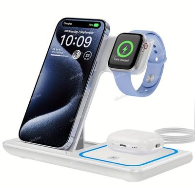 Fast Wireless Charger Stand 30W LED 3 In 1 Foldable Charging Station For iPhone 16 15 14 13 12  Watch 9 8 7 6 Airpods Pro