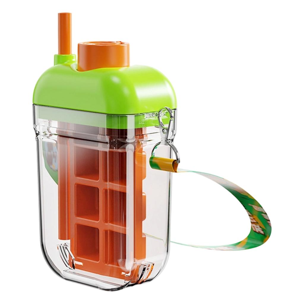 Reusable Water Bottle with BuiltIn Straw LeakProof Lid Detachable Ice Tray and Carry Handle for Outdoor and Indoor Use
