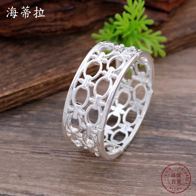 New hollow geometric round opening bracelet women's creative exaggerated irregular ring opening bracelet