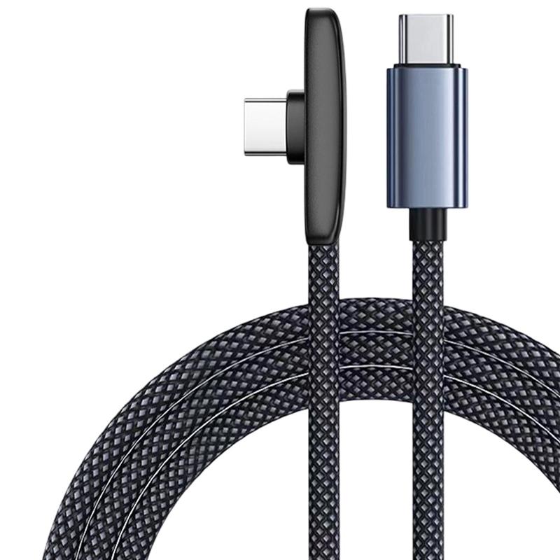90 Degree Elbow USB Type C Cable 100W Fast Charging Data Cord For iPhone 17 Xiaomi Samsung USB C Gaming Cable Nylon Braided Wire