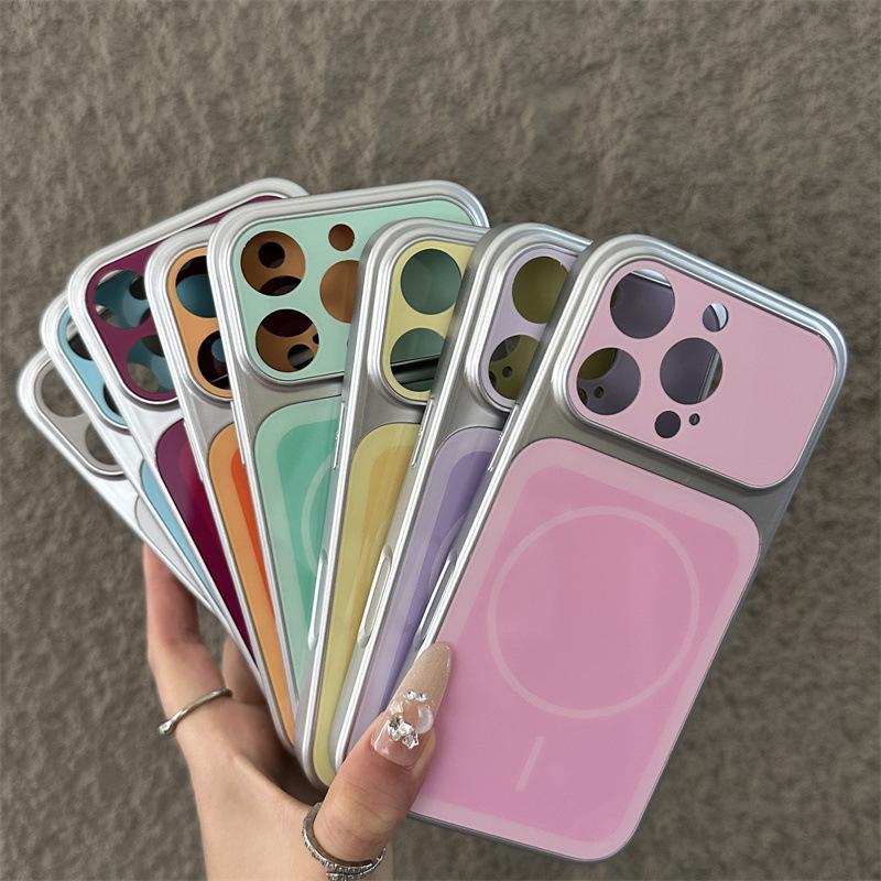 Applicable to iPhone17Pro Max mobile phone case solid color thin ring magnetic suction Apple 16Pro anti-drop 15 hard protective case