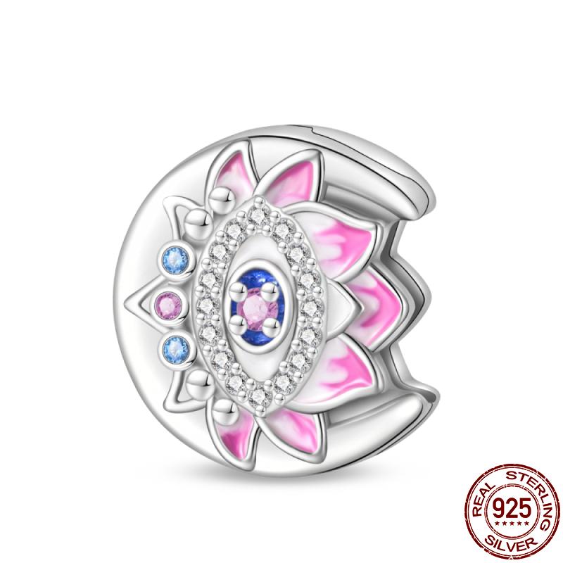 Copper Flat Beads-Pink Heartbeat Charms Fit 3Mm Pan Bracelet Diy Beads For Women Birthday Fine Jewelry Gift