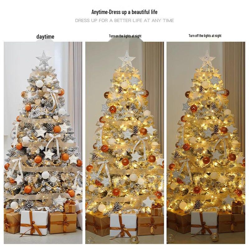 Snowfall White Flocked Christmas Tree - 1.2/1.5/1.8/3m Bare Tree for Home Decoration