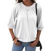 Women's Solid Color Round Neck T-Shirt Shirt Half Sleeve 3/4 Sleeve Casual Loose Pleated Basic Tops