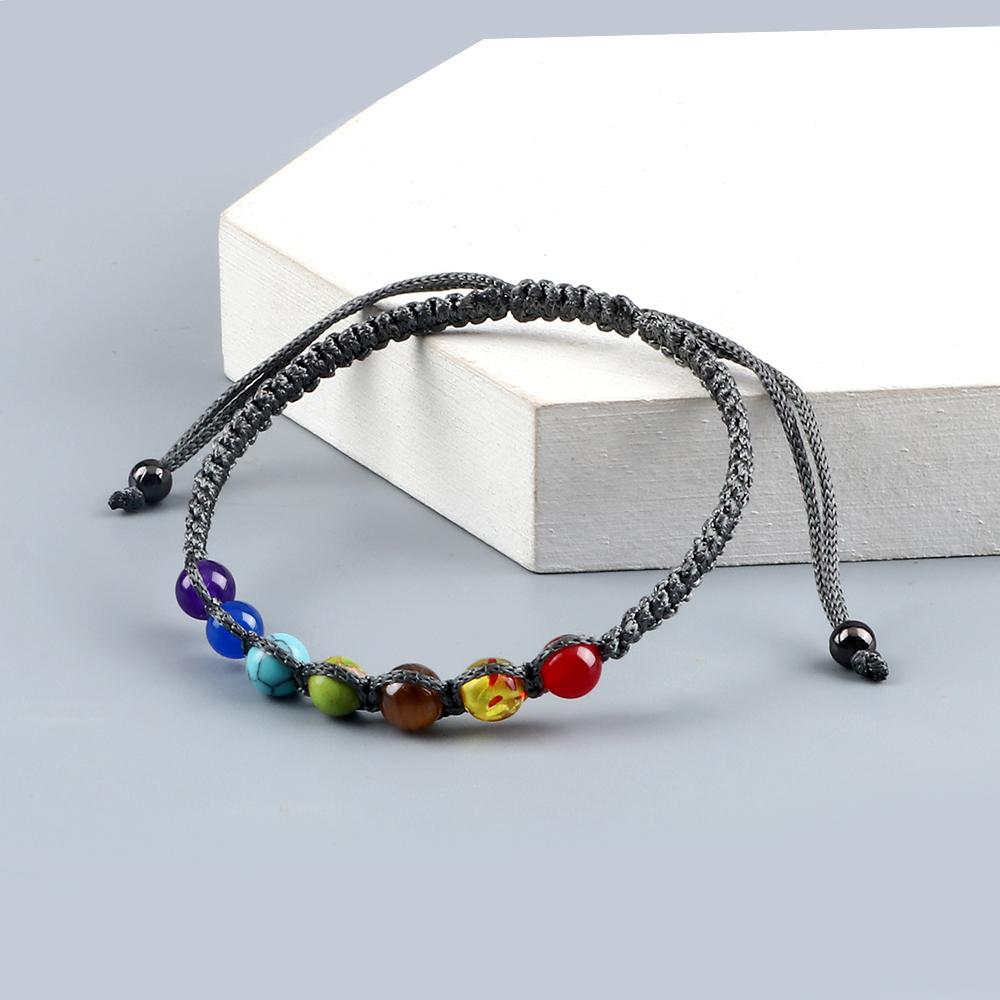 Handmade 7 Chakra Bracelet Natural Stone Braided Rope Yoga Reiki Healing Balance Bracelets & Bangles Meditation Gift