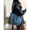 Korean ins retro leopard print canvas bag fashion niche versatile shoulder underarm bag large capacity commuter tote bag