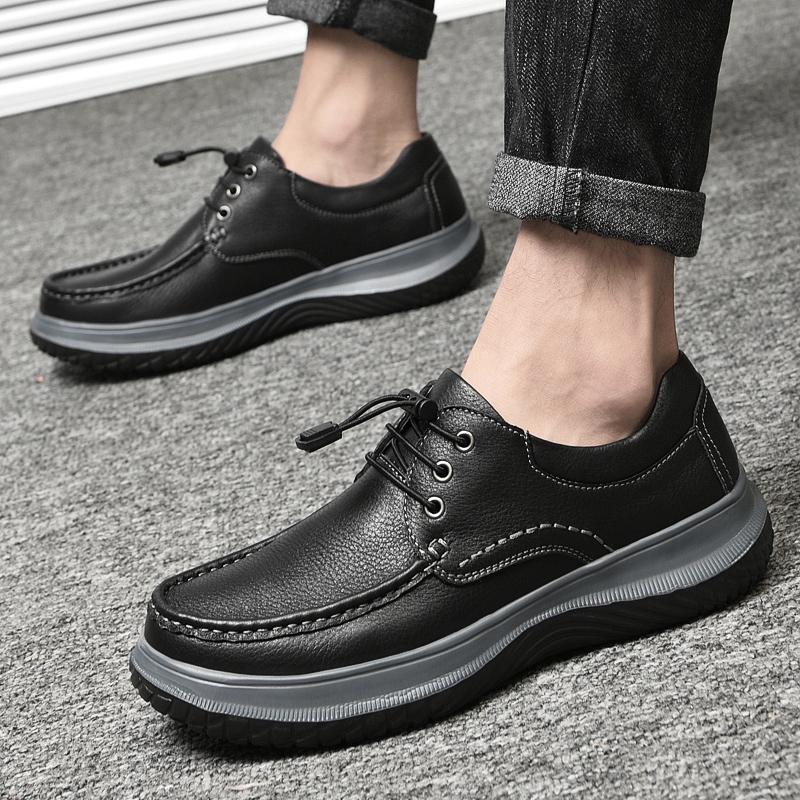 Shoes Men Luxury Black Genuine Leather Man Shoes Platform Cow Leather Designer Casual Shoes High Quality Outdoor Men's Sneakers