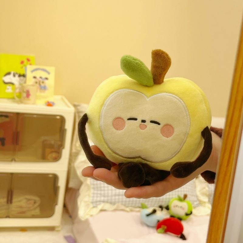 Kawaii Apfel Plüschtier Kissen Gefüllter Apfel Plüsch Anhänger Weicher Frucht Plüsch Schlüsselanhänger Kinder Weihnachten Geburtstag Geschenkbeutel Dekor 13cm 13CM