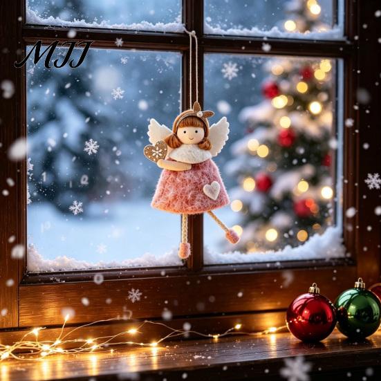 Soft Christmas Souvenir Plush Doll Ornament, Xmas Tree Decorative Angel Minimalist Home Holiday Decor Pendant for Tree, Winter Party Easy Hanging