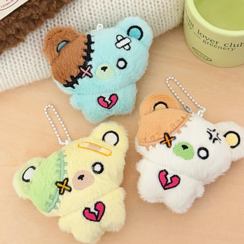 1Pc Mini Cartoon Plush Bear Doll Toy Keychain Sweet Cute Bag Pendant Charms Car Keyring Accessories For Girl Couples Kawaii Gift