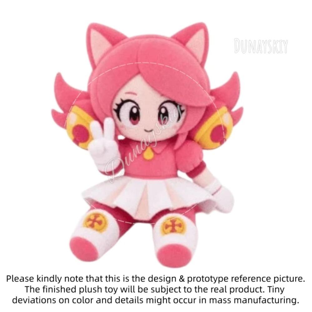Deltarune Rosa Katze Stofftier Plüschtier Spiel Merchandise Rosa Katzenohren Anime Sitzendes Plüschtier Rosa Kleid Faltenrock Halloween