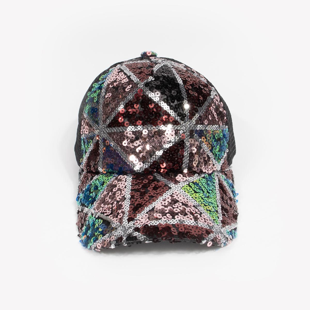 

Fashionable Unisex Glitter Baseball Cap Adjustable Breathable Colorful Spring Summer Autumn Hat for Men Women Hip Hop Style чорний