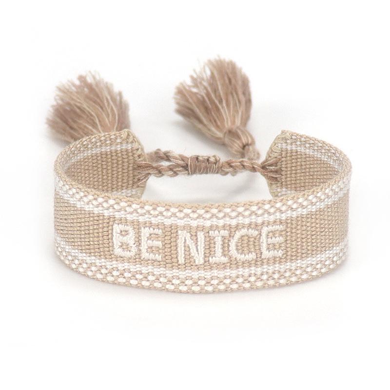 Handmade European Style Embroidered Love Bracelet with Tassels for Girls