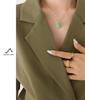 Korean Style Teardrop Oval Pendant Necklace, Natural Raw Stone, Clavicle Chain, Gold-Plated Titanium Steel