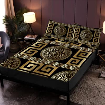 Luxurious European Style 3Pc Sheet & Pillowcase Set - 100% Polyester Breathable Fabric, All-Season, Machine Washable, Digital