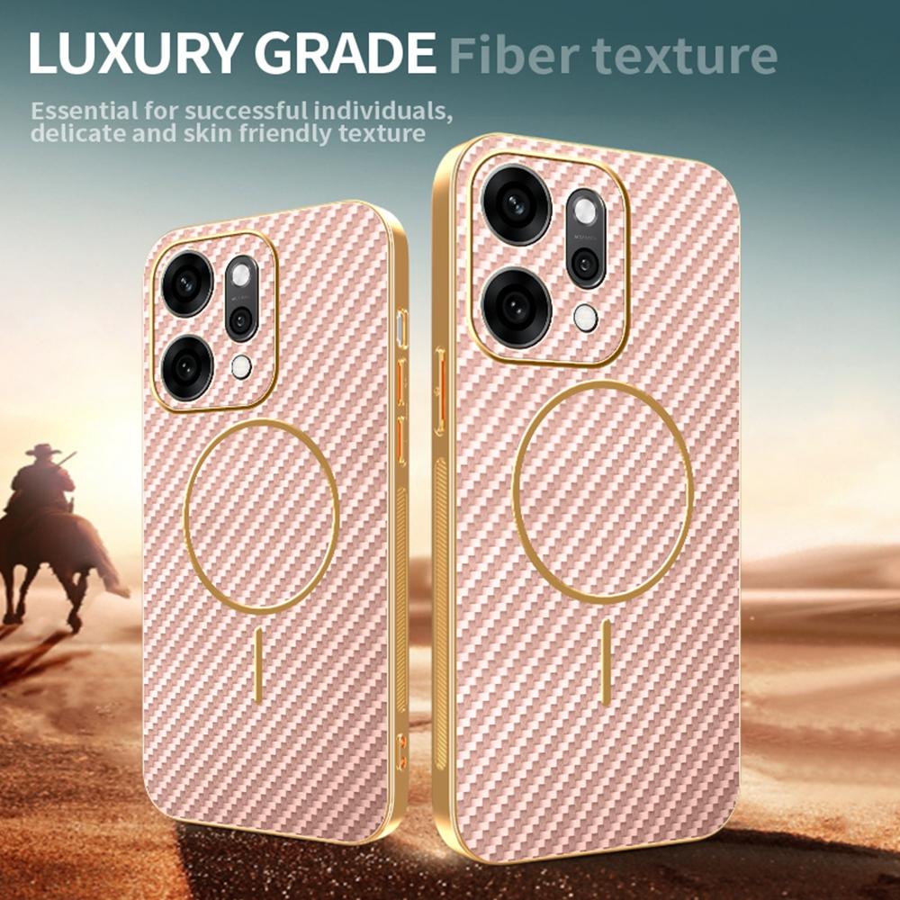 Pro Oppo Reno14 Pro 5G (Globální) Pouzdro Zadní kryt z TPU s texturou karbonových vláken a galvanickým pokovením