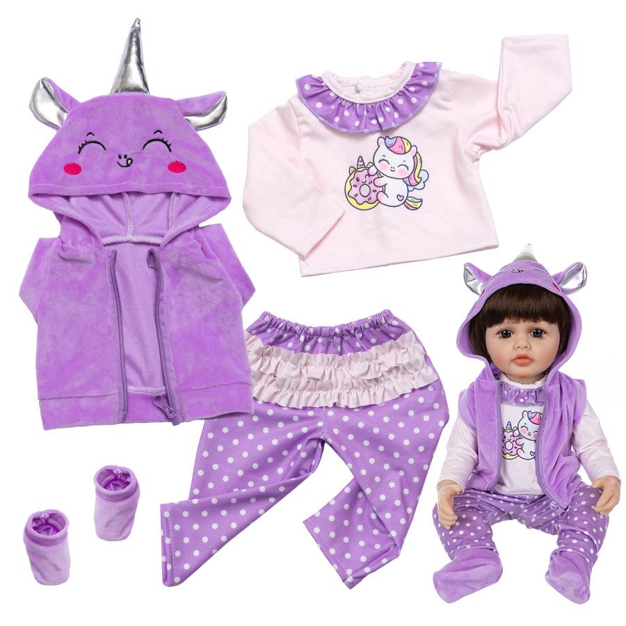 22-Inch Reborn Doll Clothes - Animal Cartoon Series Baby Soft Glue Outfit (55CM)