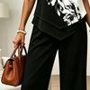 Women's Casual 2 Piece Sets Short Sleeve Crew Neck Top And Cropped Pants Sets Summer Floral Lounge Outfits
