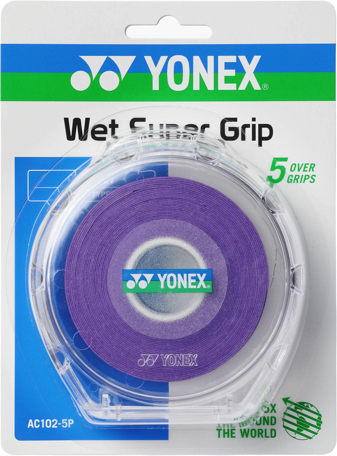 Yonex Tennis Grip Tape Wet Super Grip in Dark Purple AC1025P (5 rolls) Case, (240)