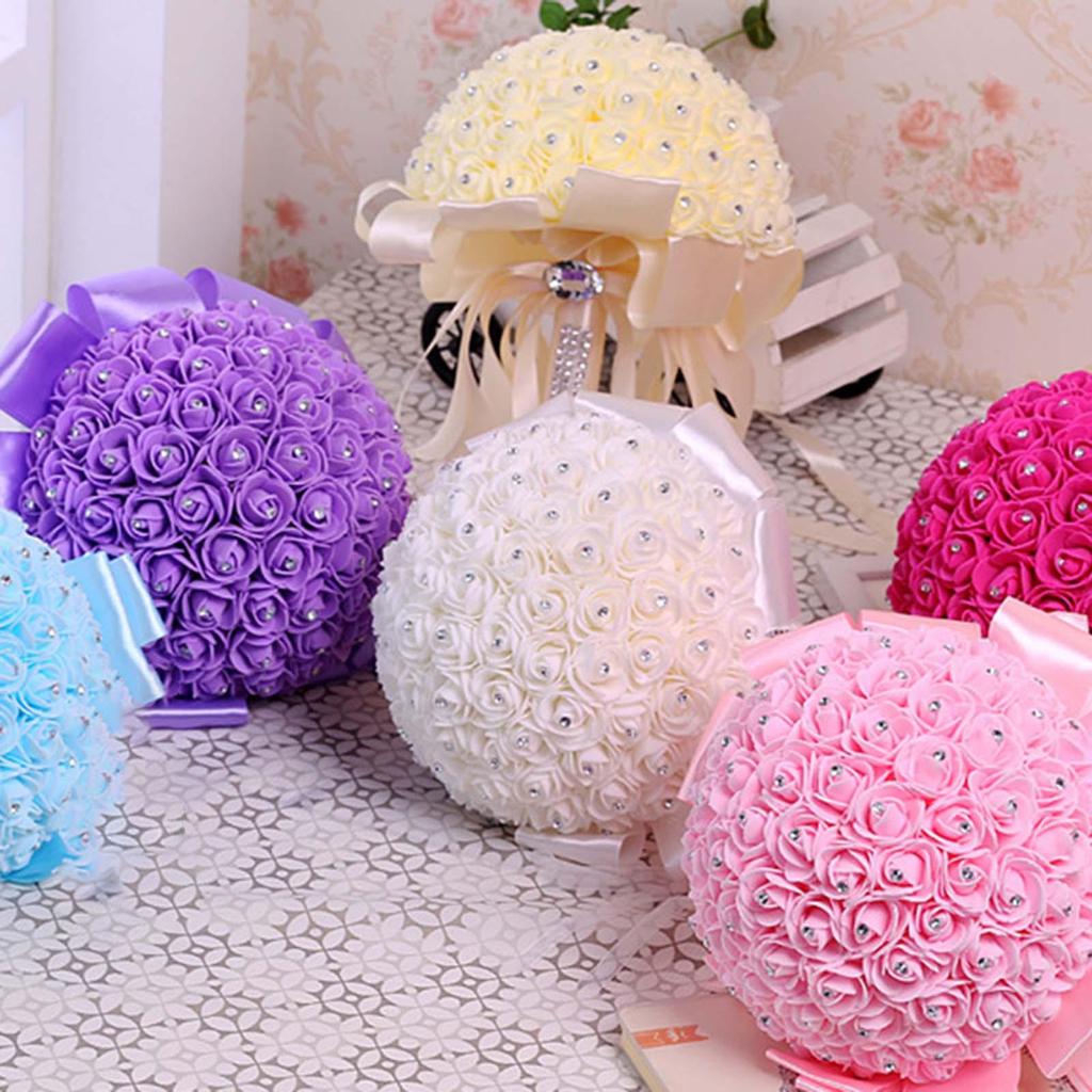 Bridal Bouquet Artificial Roses Flowers Bride Bouquets Ribbon Material Foam Comfortable Decorative