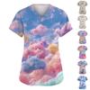 Women's Fashion V,Neck Short Sleeve Overalls With Pockets  Print Tops  Clothes