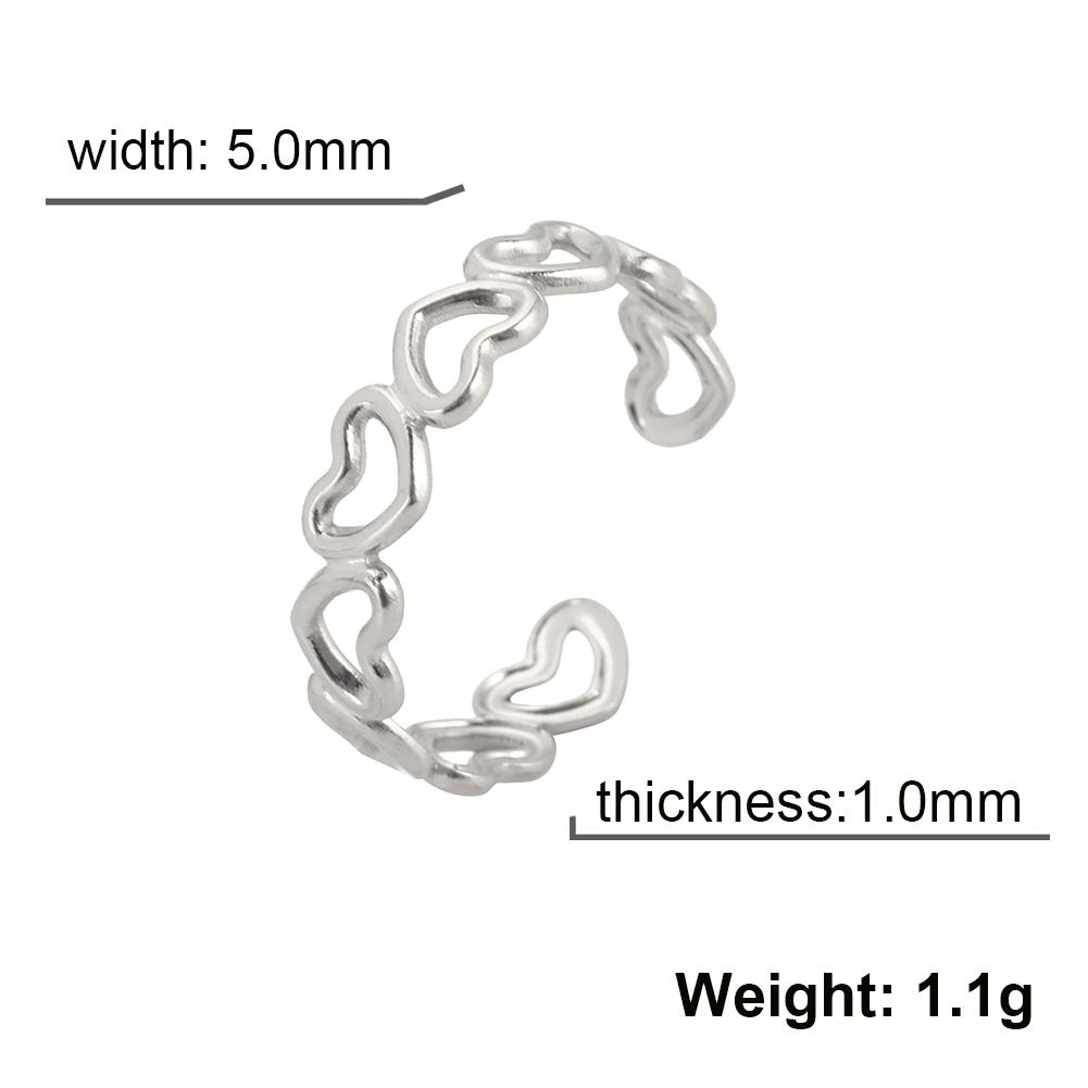 

Teamer Geometric Heart Stainless Steel Ring for Women Girls Open Adjustable Finger Ring Engagement Jewelry Party Birthday Gifts resizable