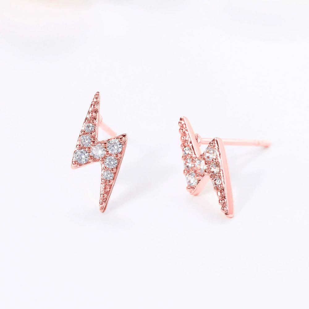 European and American simple mini earrings, mini lightning zircon stud earrings for women, simple temperament student earrings