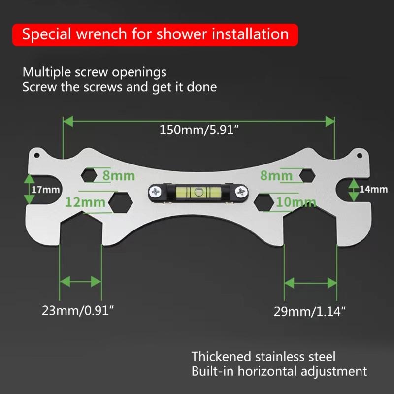 Curved Level Ruler Special Wrench for Shower Bathroom Distance Measuring Ruler for Shower Faucet Bathroom Maintenance