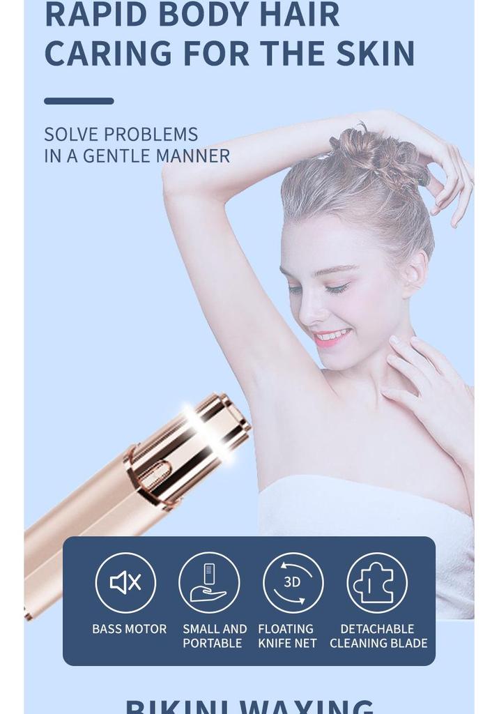 Women's 2-in-1 Electric Eyebrow & Bikini Razor, Portable Lipstick Shaver, Full Body Hair Remover