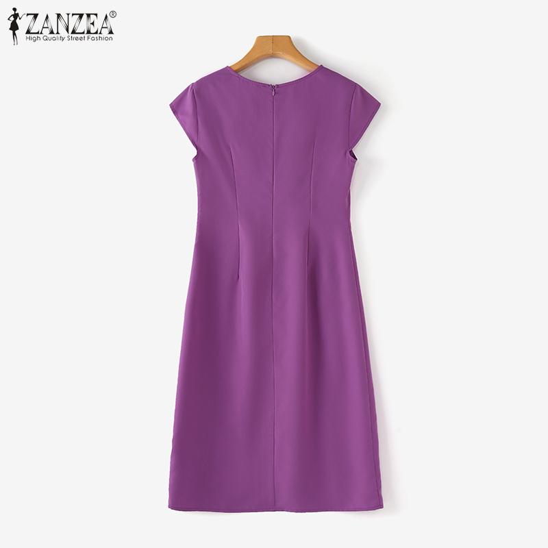 ZANZEA Women V-neck Casual Short Sleeve Floral Embroidery Dress