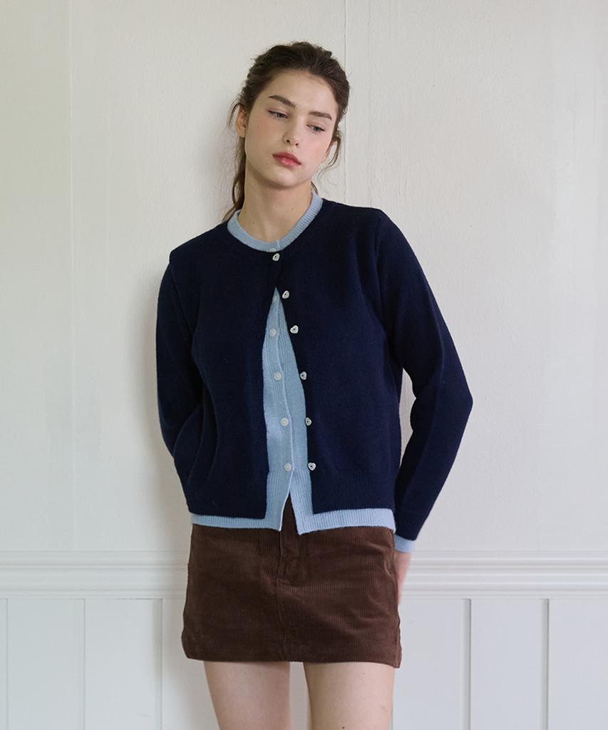 Pink Pineapple Layered Cardigan_Navy