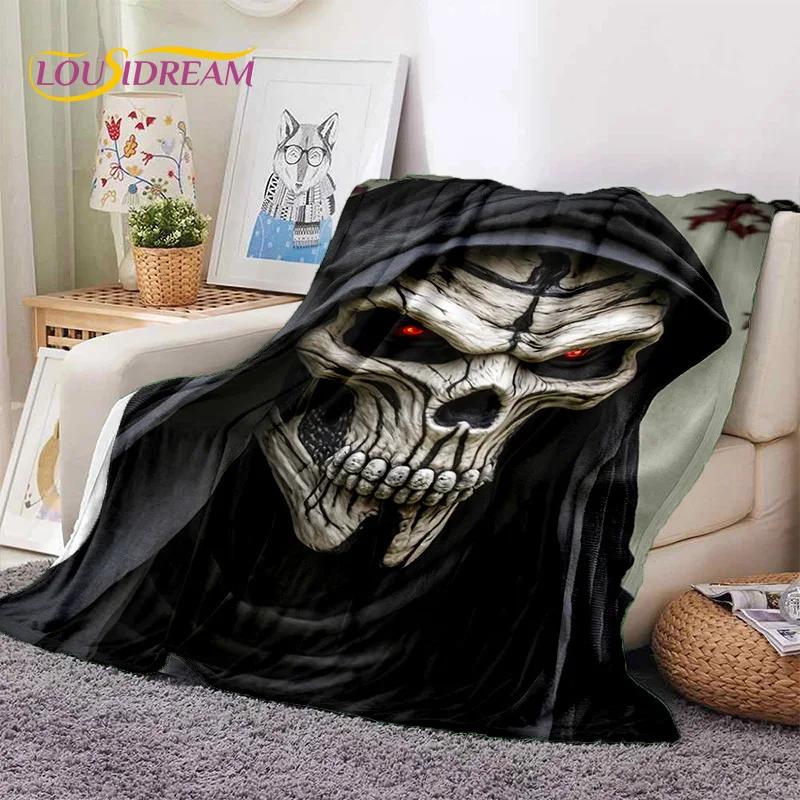 3D Horror Gothic Skull Skeleton Soft Flannel Blankets,Throw Blanket Comfortable Blanket for Picnic Beds Sofa Home Bedroom Gifts