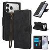 Floral Pattern Wrist Strap Leather Phone Case for iPhone 17 Pro Max Air 16 16E 15 Plus 14 13 Mini 12 11 Xs Xr Card Holder Cover