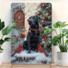 Vintage Aluminum Metal Wall Art - Reusable Black Labrador & Red  Winter Decor for Home/Bar 8x12 Inch Durable Tin Sign