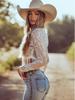2026 Spring/Summer Women's V-Neck Lace Shirt with Tassel & Hollow Design