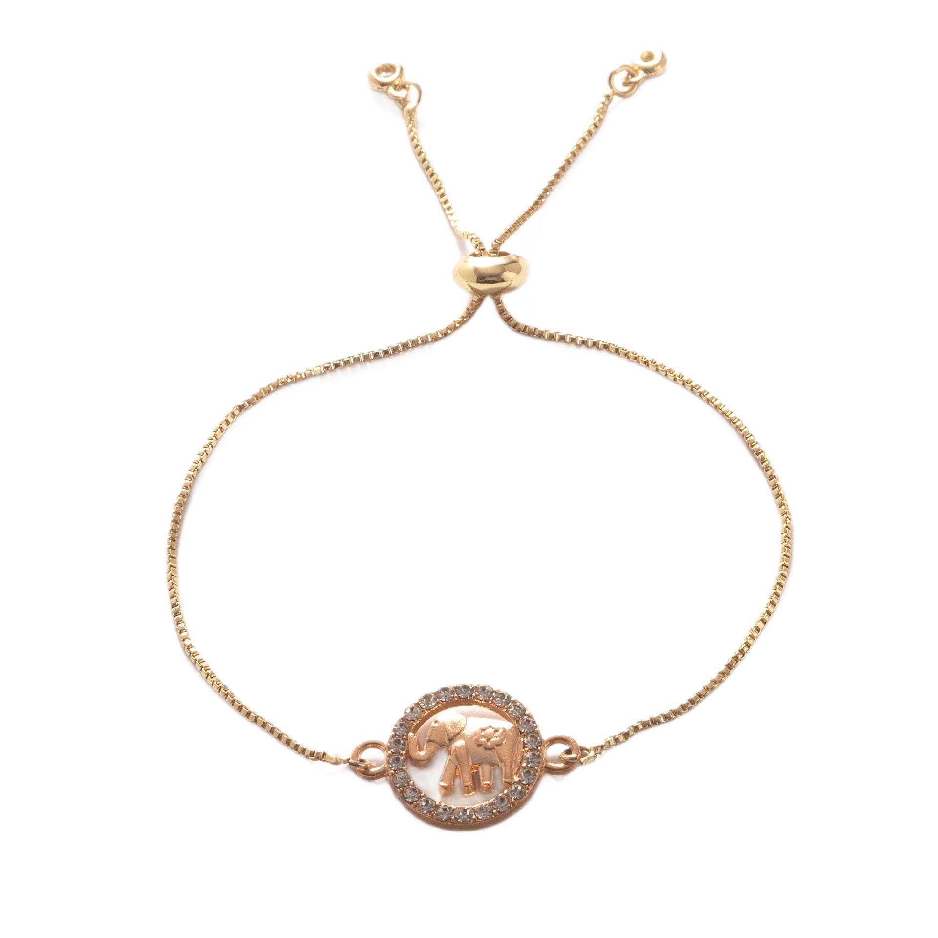 Регулируемый простой модный браслет со слоном и стразами для женщин