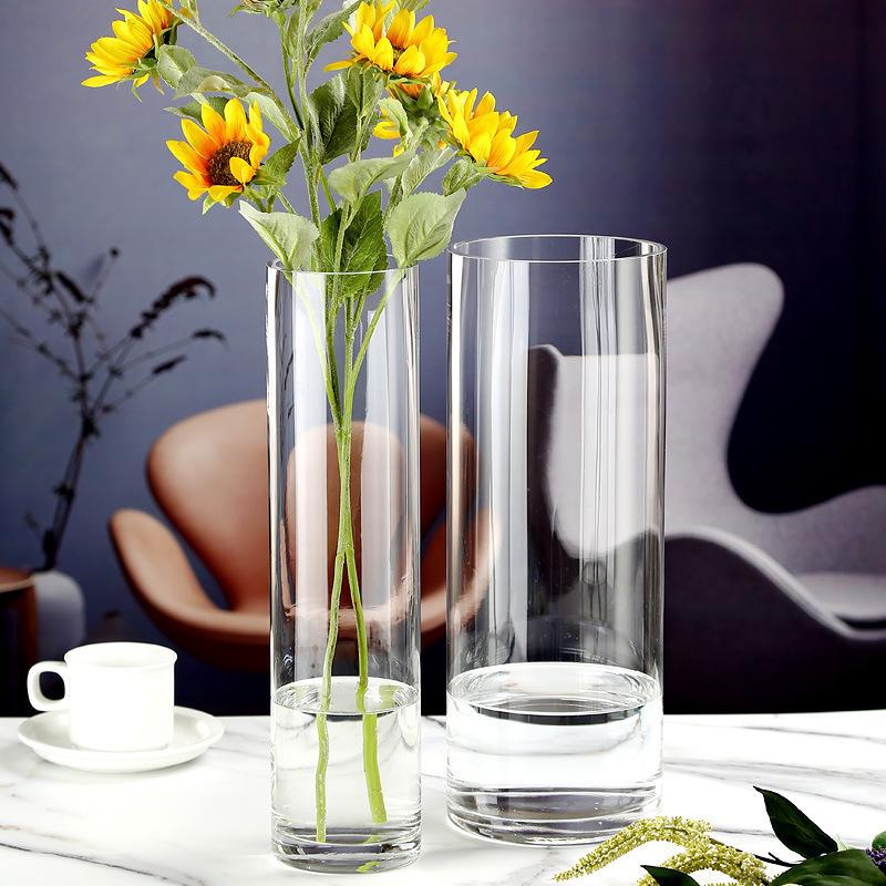Stor Transparent Fauxglas Cylinder Vas för Blomsterarrangemang