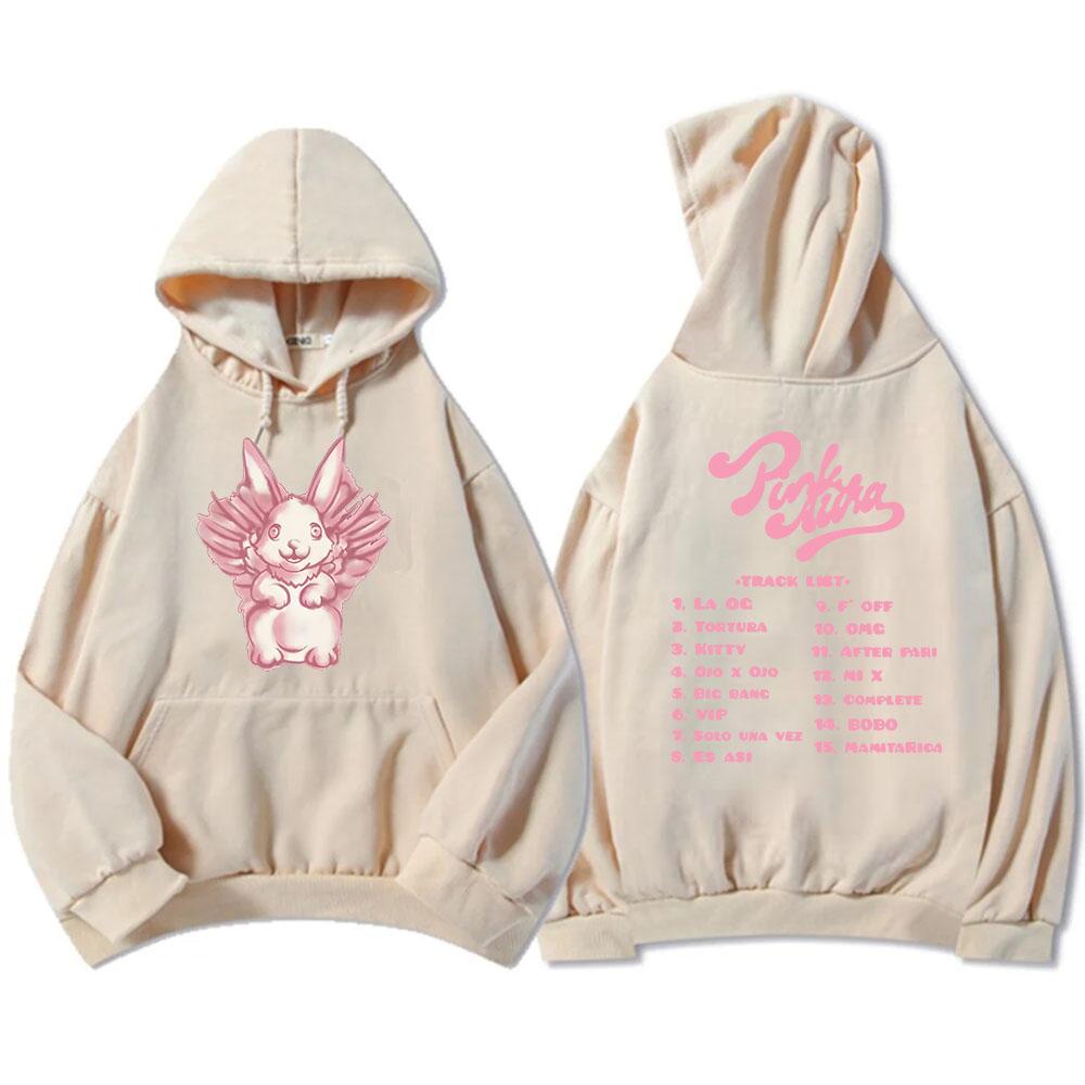 Cartoon Bunny Graphic Hoodies Kenia Os Pink Aura Tour Sweatshirt Men Clothing Hooded Winter Fleece Streetwear Hoodie