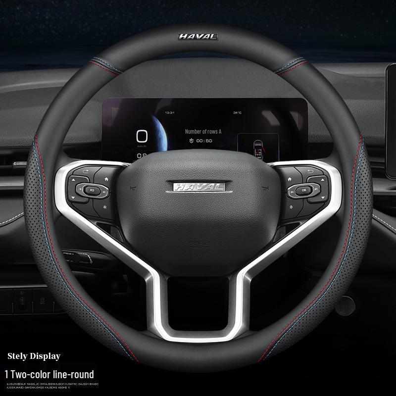 Genuine Leather Steering Wheel Cover for Haval H1-H9, M6 Models