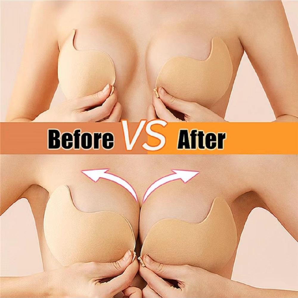Women Silicone Sticky Invisible Nipper Cover Backless Bra Strapless Push Up Lift Breast Seamless Bralette Front Closure Adhesive