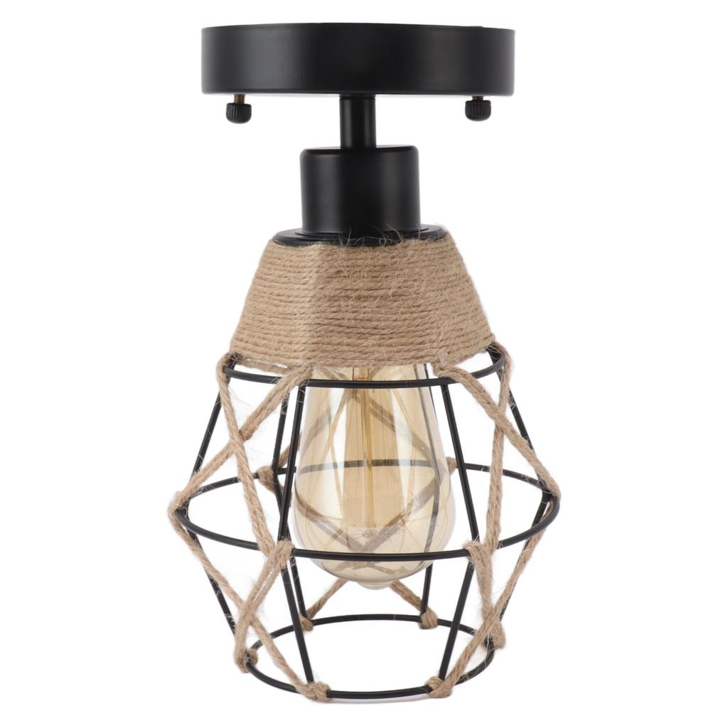 Black Metal Twine Cage Wall Light E27 E26 Lamp Holder Farmhouse Vintage Wall Light for Hallway