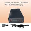 Fast Speed USB And Type C 3 Port Charger For 36V 48V 60V 72V 84V Electric Bicycles With Overloads Protections