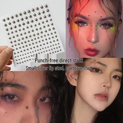 Self-Adhesive Rhinestone Eye & Face Makeup Set: Lip, Eyebrow, and Teardrop Pearls